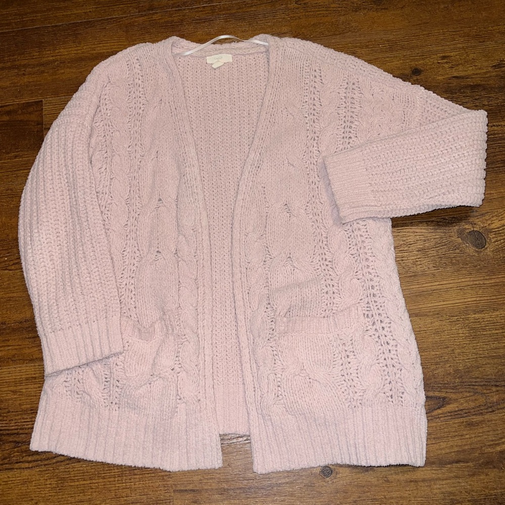 Cupio Blush Pink Open Front Chunky Knit Long Sleeve Cardigan Size M - Picture 5 of 12